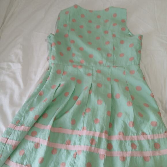 Sweet Miss Large Mint Green & Pink Polka Dot Fit and Flare Dress sz Large - Picture 8 of 13